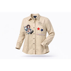 Vtg Luna Pier Women’s Patriotic Raggedy Ann Embroidered Button Down Shirt Sz M​